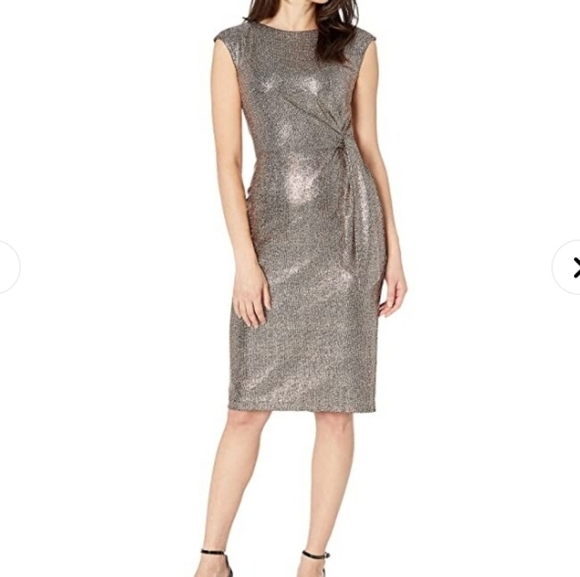 Tahari Bronze Metallic Dress - Picture 3 of 11
